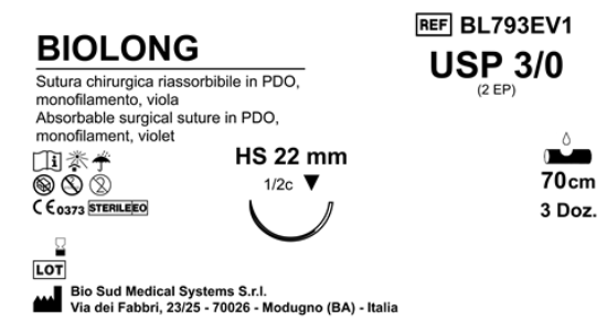 Sutura Biolong HS22 USP 3-0 - EP 2 70 cm Violet Box 36 pcs