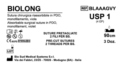 Sutura Biolong Precutted USP 1 - EP 4 90 cm Violet Bs. 36 x 2 Threads