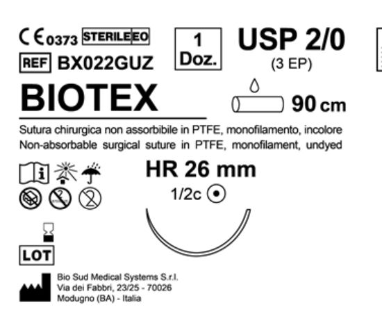 Sutura Biotex HR 26 USP 2-0 - EP 3 90 cm Undyed Box 12 pcs