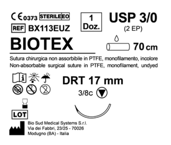 Sutura Biotex DRT 17 USP 3-0 - EP 2 70 cm Undyed Box 12 pcs