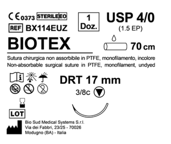 Sutura Biotex DRT 17 USP 4-0  - EP 1.5 70 cm Undyed Box 12 pcs