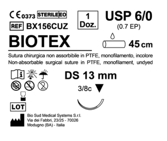 Sutura Biotex DS 13 USP 6-0 - EP 0.7 45 cm Undyed Box 12 pcs