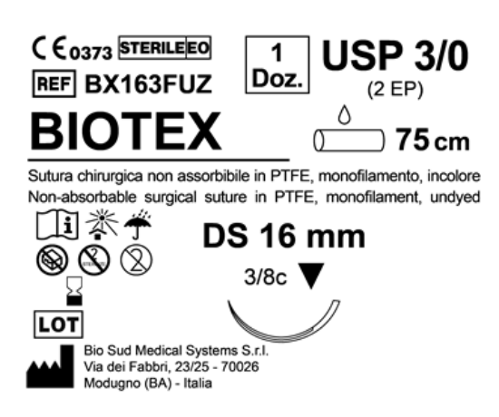 Sutura Biotex DS 16 USP 3-0 - EP 2 75 cm Undyed Box 12 pcs