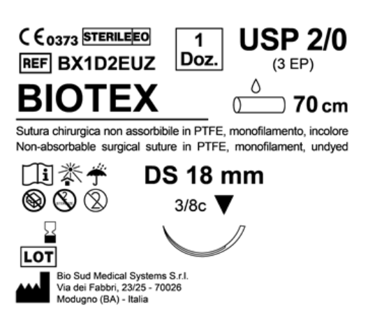 Sutura Biotex DS 18 USP 2-0 - EP 3 70 cm Undyed Box 12 pcs