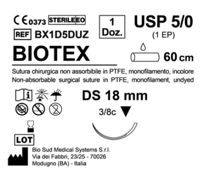Sutura Biotex DS 18 USP 5-0 - EP 1 60 cm Undyed Box 12 pcs