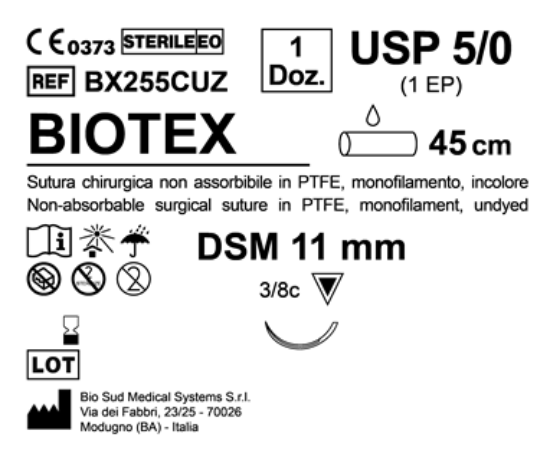 Sutura Biotex DSM 11 USP 5-0 - EP 1 45 cm Undyed Box 12 pcs