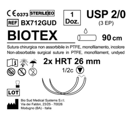 Sutura Biotex HRT 26 USP 2-0 - EP 3 90 cm Undyed Double Armed  N.12 Bs. per Box