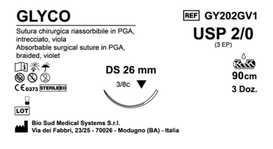 Sutura Glyco DS 26 USP 2-0 - EP 3 90 cm Violet Box 36 pcs
