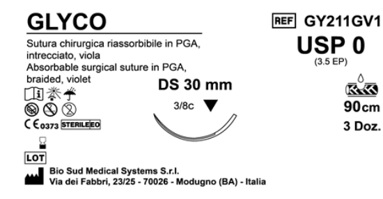Sutura Glyco DS30 USP 0 - EP 3.5 90 cm Violet Box 36 pcs