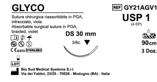 Sutura Glyco DS 30 USP 1 - EP 4 90 cm Violet Box 36 pcs