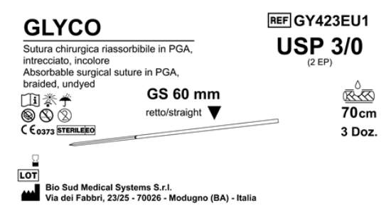 Sutura Glyco GS60 USP 3-0 - EP 2 70 cm Undyed Box 36 pcs