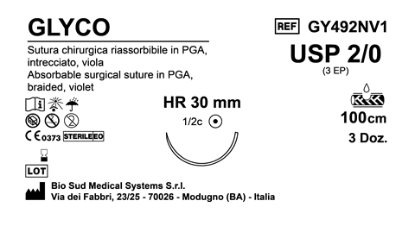 Sutura Glyco HR 30 USP 2-0 - EP 3 100 cm Violet Box 36 pcs