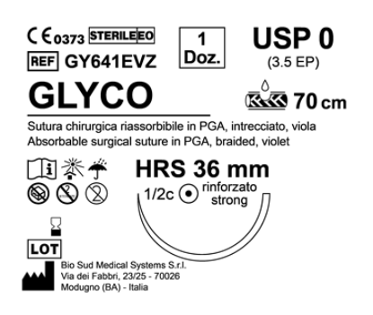 Sutura Glyco HRS 36 USP 0 - EP 3.5 70 cm Violet Box 12 pcs