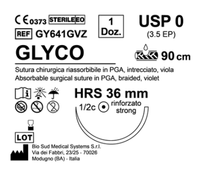 Sutura Glyco HRS 36 USP 0 - EP 3.5 90 cm Violet Box 12 pcs