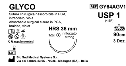 Sutura Glyco HRS36 USP 1 - EP 4 90 cm Violet Box 36 pcs