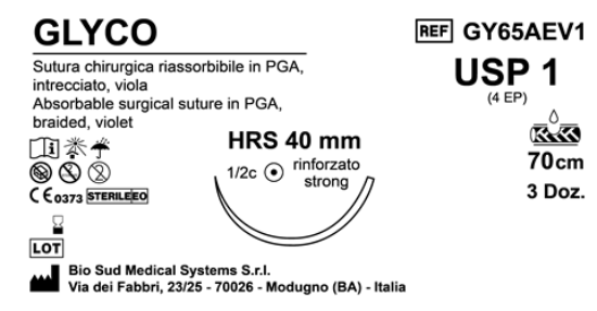 Sutura Glyco HRS40 USP 1 - EP 4 70 cm Violet Box 36 pcs