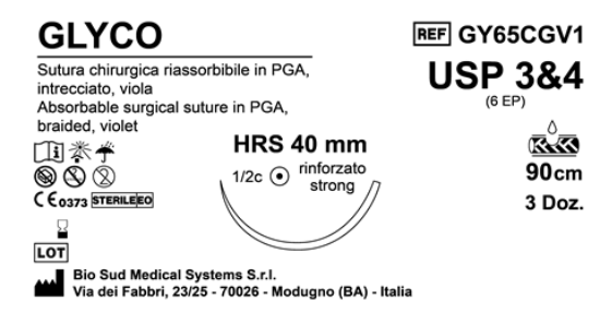 Sutura Glyco HRS 40 USP 3/4 90 cm Violet Box 36 pcs