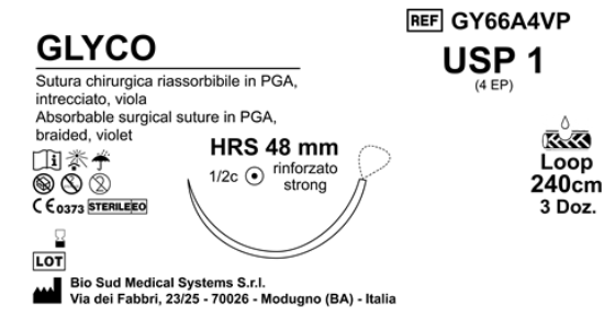 Sutura Glyco HRS48 USP 1 - EP 4 240 cm Violet Loop  Box 36 pcs