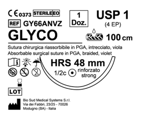 Sutura Glyco HRS 48 USP 1 - EP 4 100 cm Violet Box 12 pcs
