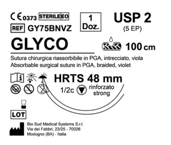 Sutura Glyco HRTS 48 USP 2 - EP 5 100 cm Violet Box 12 pcs