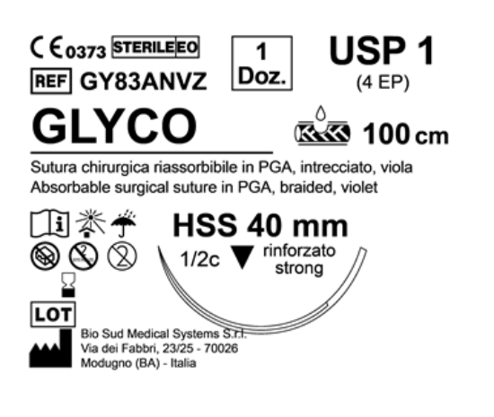 Sutura Glyco HSS 40 USP 1 - EP 4 100 cm Violet Box 12 pcs