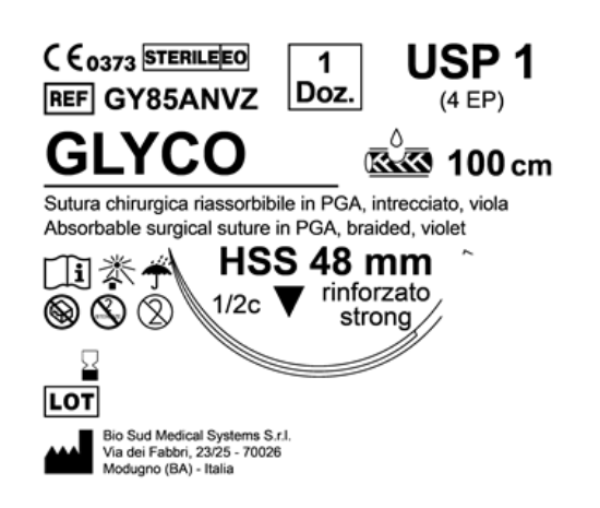 Sutura Glyco HSS 48 USP 1 - EP 4 100 cm Violet Box 12 pcs