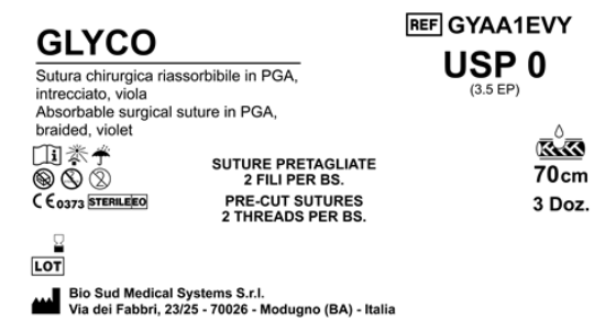 Sutura Glyco Precutted USP 0 - EP 3.5 70 cm Violet Bs. 36 x 2 threads