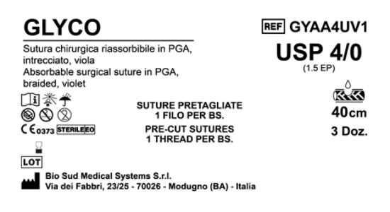 Sutura Glyco Precutted USP 4-0  - EP 1.5 140 cm Violet Box 36 pcs
