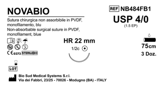 Sutura Novabio HR 22 USP 4-0  - EP 1.5 75 cm Blue Box 36 pcs