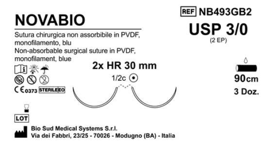 Sutura Novabio HR30 USP 3-0 - EP 2 90 cm Blue Double Armed  Box 36 pcs