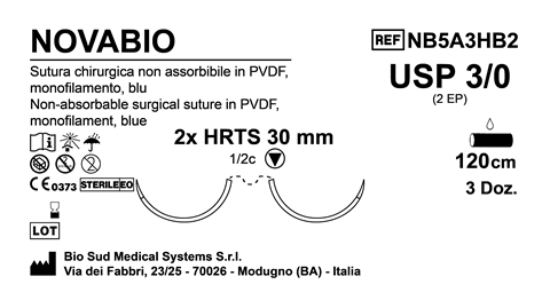 Sutura Novabio HRTS 30 USP 3-0 - EP 2 120 cm Blue Double Armed  Box 36 pcs