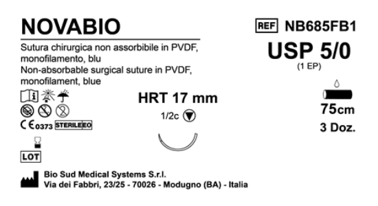 Sutura Novabio HRT 17 USP 5-0 - EP 1 75 cm Blue Box 36 pcs