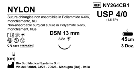 Sutura Nylon DSM13 USP 4-0  - EP 1.5 45 cm Blue Box 36 pcs