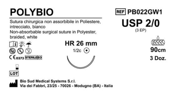 Sutura Polybio HR 26 USP 2-0 - EP 3 90 cm White Box 36 pcs
