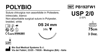 Sutura Polybio DS 24 USP 2-0 - EP 3 75 cm White Box 36 pcs