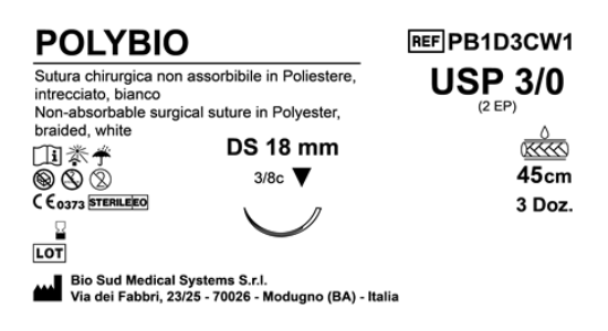 Sutura Polybio DS 18 USP 3-0 - EP 2 45 cm White Box 36 pcs
