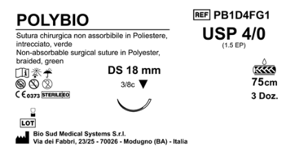 Sutura Polybio DS 18 USP 4-0  - EP 1.5 75 cm Green Box 36 pcs
