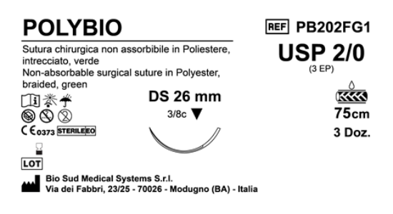 Sutura Polybio DS26 USP 2-0 - EP 3 75 cm Green Box 36 pcs