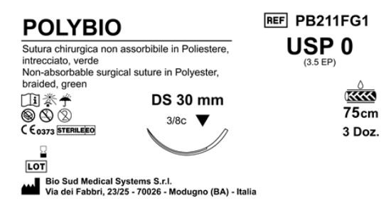 Sutura Polybio DS30 USP 0 - EP 3.5 75 cm Green Box 36 pcs