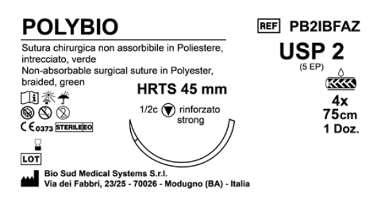 Sutura Polybio HRTS45 USP 2 - EP 5 75 cm 4 threads Green Box 12 pcs