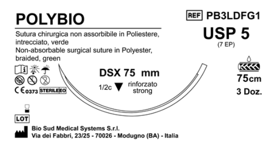 Sutura Polybio DSX 75 USP 5 - EP 7 75 cm Green Box 36 pcs