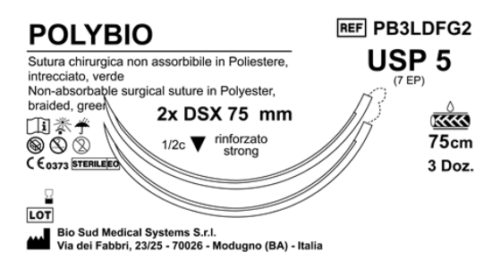 Sutura Polybio DSX 75 USP 5 75 cm Green Double Armed  Box 36 pcs