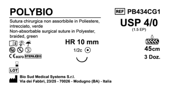 Sutura Polybio HR10 USP 4-0  - EP 1.5 45 cm Green Box 36 pcs