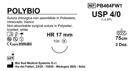 Sutura Polybio HR 17 USP 4-0  - EP 1.5 75 cm White Box 36 pcs