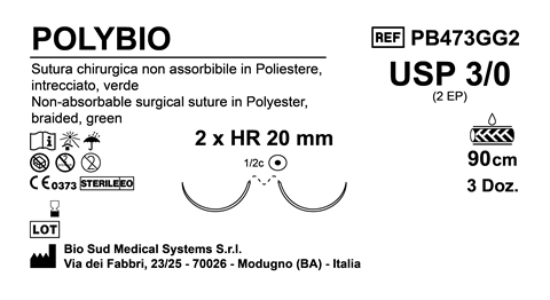 Sutura Polybio HR20 USP 3-0 - EP 2 90 cm Green Double Armed  Box 36 pcs