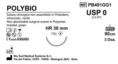 Sutura Polybio HR 30 USP 0 - EP 3.5 90 cm Green Box 36 pcs