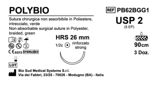 Sutura Polybio HRS26 USP 2 - EP 5 90 cm Green Box 36 pcs