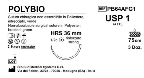 Sutura Polybio HRS36 USP 1 - EP 4 75 cm Green Box 36 pcs