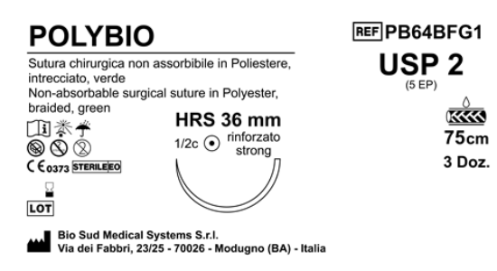 Sutura Polybio HRS36 USP 2 - EP 5 75 cm Green Box 36 pcs