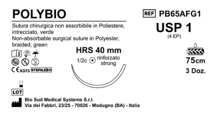 Sutura Polybio HRS40 USP 1 - EP 4 75 cm Green Box 36 pcs